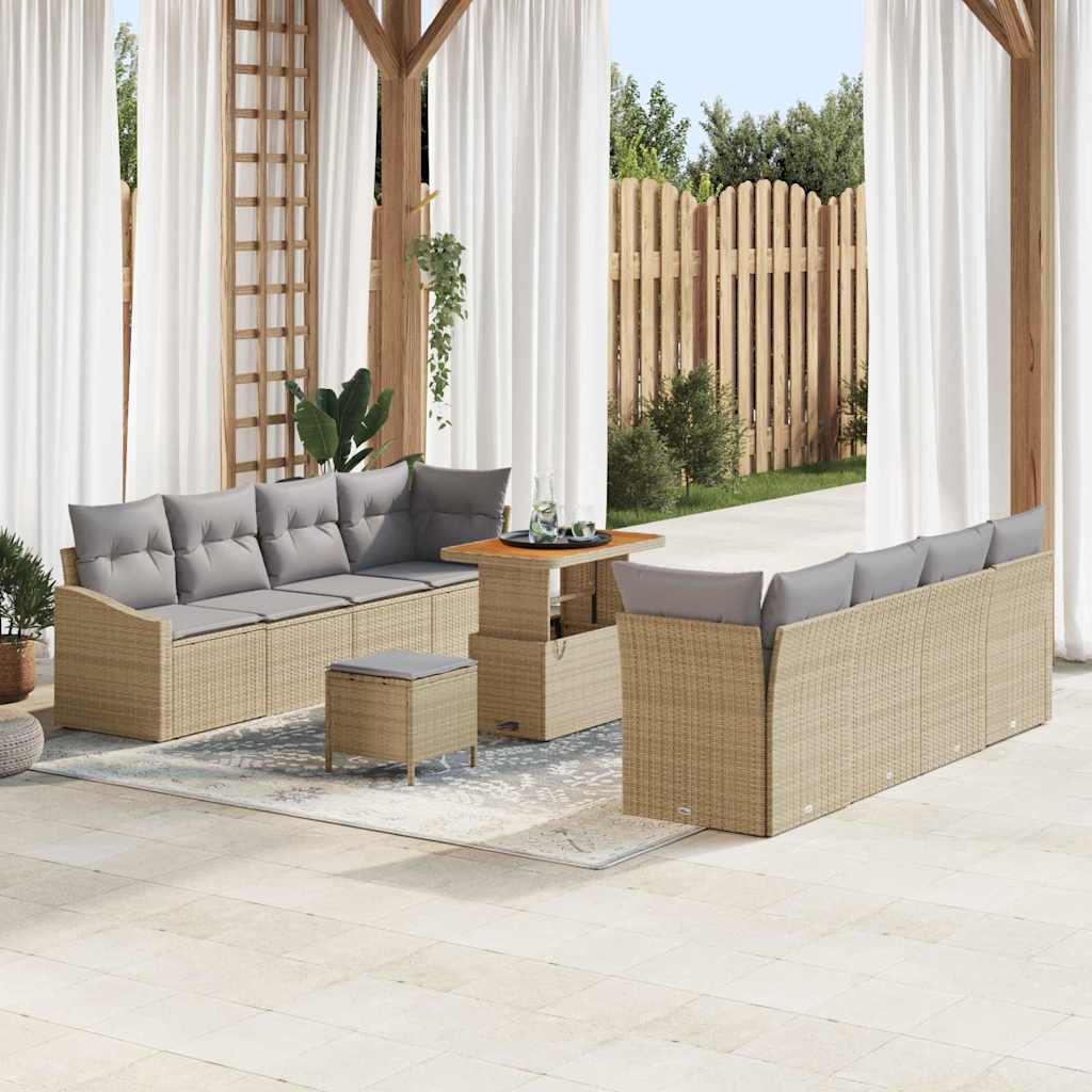Set Divano da Giardino con cuscino 11 pcs Beige e Grigio Chiaro | homemem39