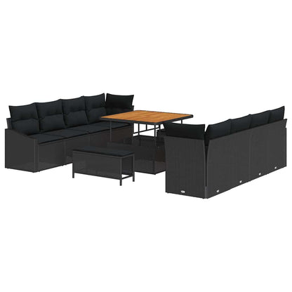 Set Divano da Giardino con cuscino 11 pcs Nero