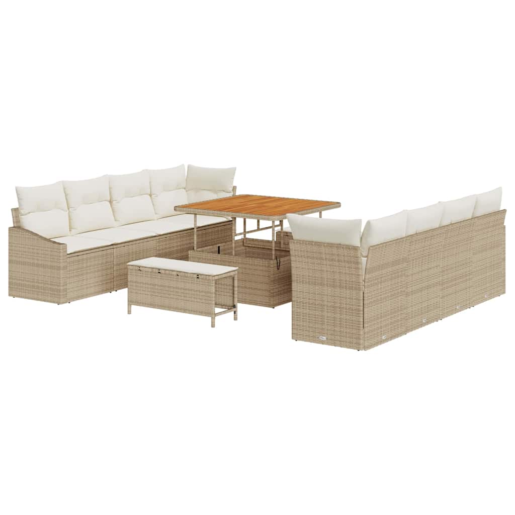 Set Divano da Giardino con cuscino 11 pcs Beige e Crema | homemem39