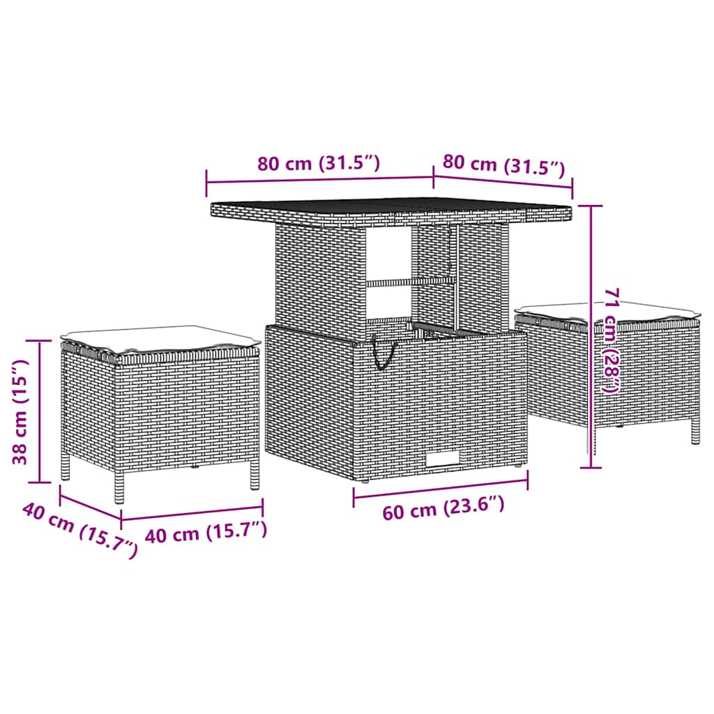 Set Divano da Giardino 8 pz 7-Numero di posti Beige Poly Rattan
