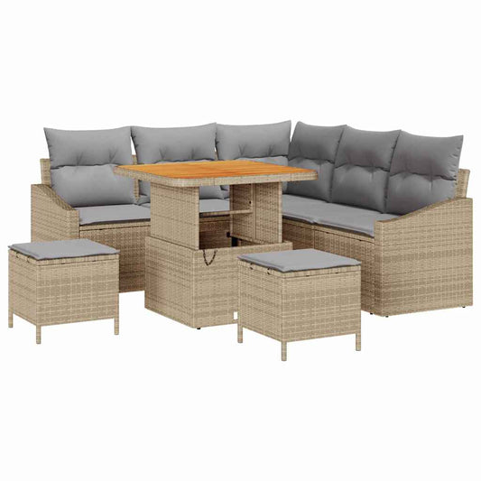 Set Divano da Giardino con cuscino 8 pcs Beige e Grigio Chiaro