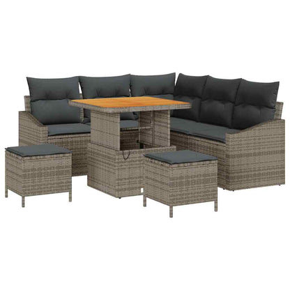 Set Divano da Giardino con cuscino 8 pcs Grigio Poly Rattan | homemem39