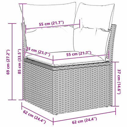 Set Divano da Giardino 9 pz 7-Numero di posti Beige Poly Rattan | homemem39