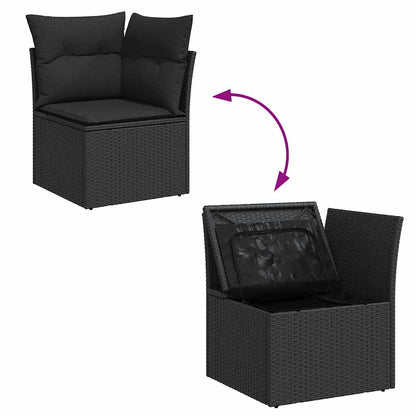 Set Divano da Giardino con cuscino 12 pcs Nero Poly Rattan | homemem39