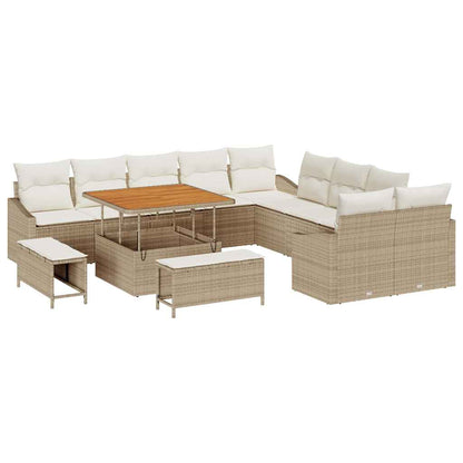 Set Divano da Giardino con cuscino 13 pcs Beige Poly Rattan | homemem39