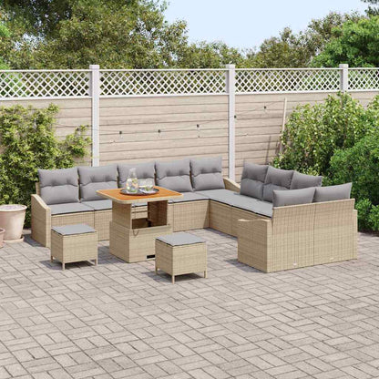 Set Divano da Giardino con cuscino 13 pcs Beige Poly Rattan | homemem39