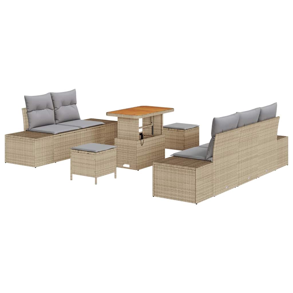 Set Divano da Giardino con cuscino 8 pcs Beige Poly Rattan | homemem39
