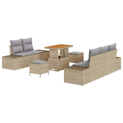 Set Divano da Giardino con cuscino 8 pcs Beige Poly Rattan | homemem39