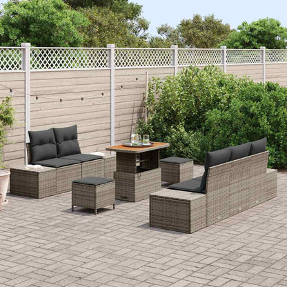 Set Divano da Giardino con cuscino 8 pcs Grigio Poly Rattan | homemem39