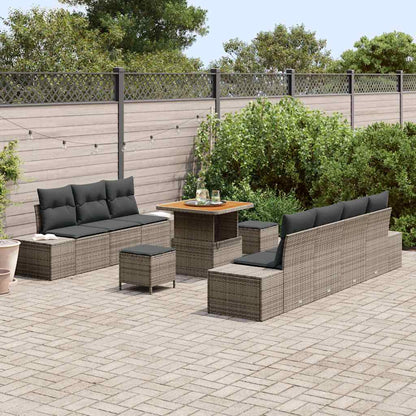 Set Divano da Giardino con cuscino 10 pcs Grigio Poly Rattan | homemem39