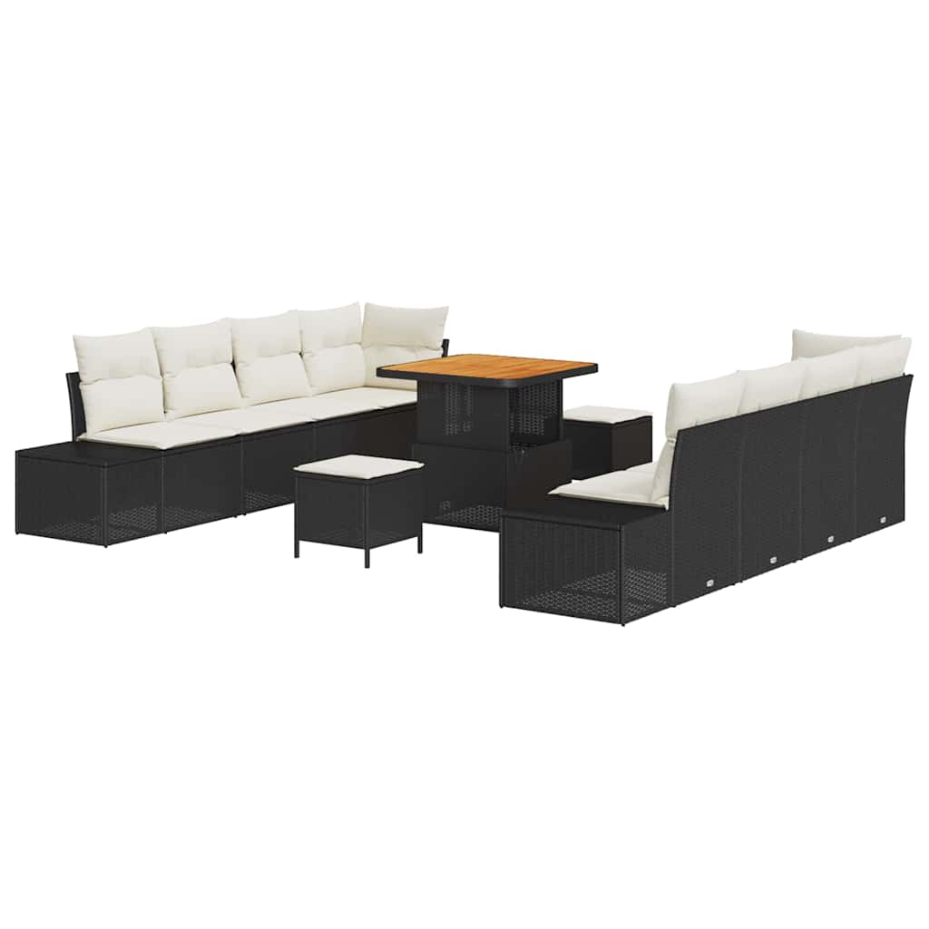 Set Divano da Giardino Nero 80 x 80 x 71 cm Poly Rattan | homemem39