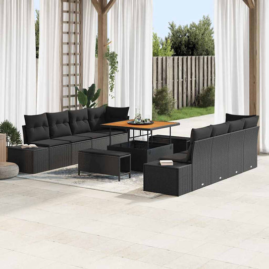 Set Divano da Giardino Nero 100 x 100 x 71 cm Poly Rattan