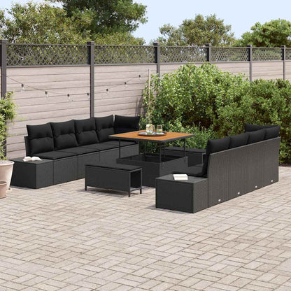 Set Divano da Giardino Nero 100 x 100 x 71 cm Poly Rattan | homemem39