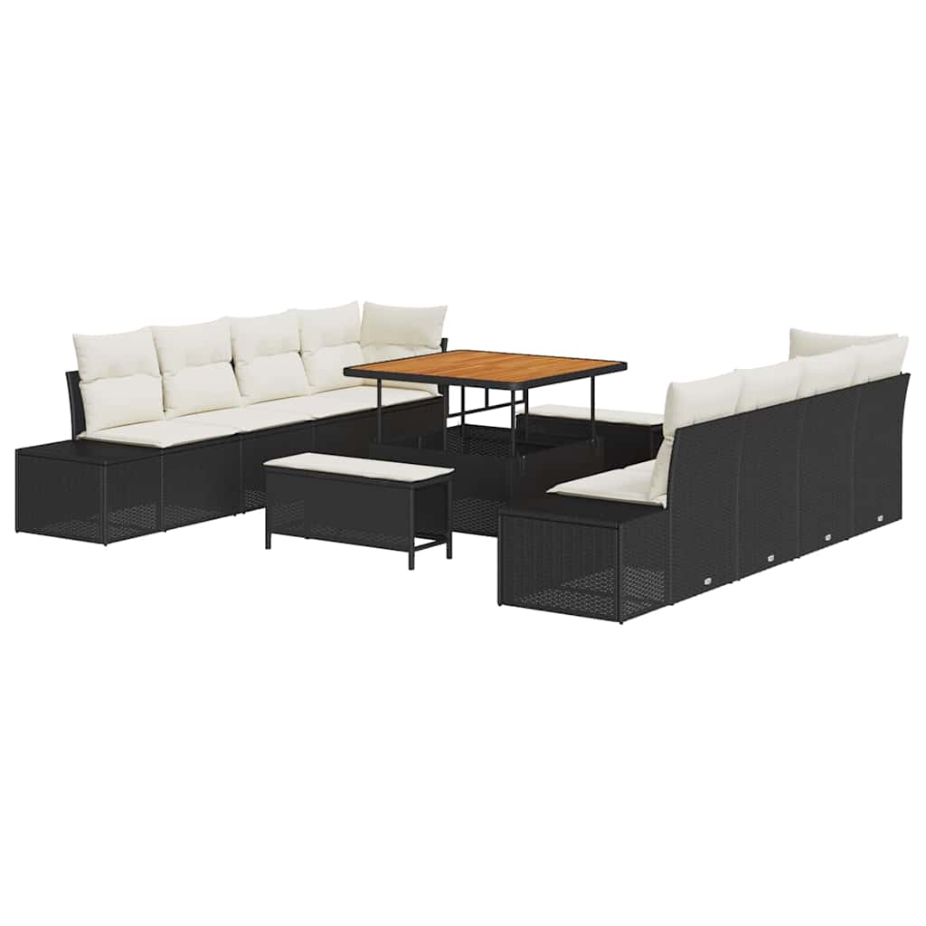 Set Divano da Giardino Nero 264 x 62 x 85 cm Poly Rattan | homemem39