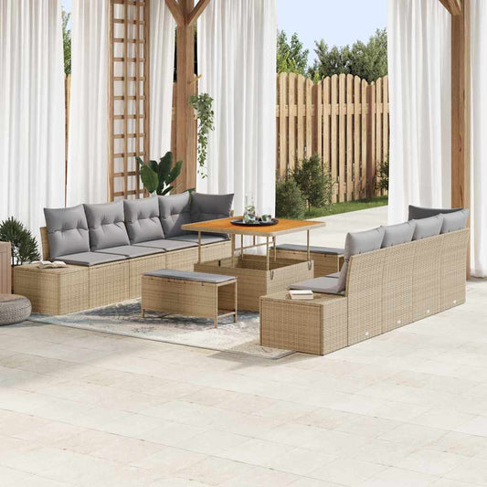 Set Divano da Giardino Beige 100 x 100 x 71 cm Poly Rattan