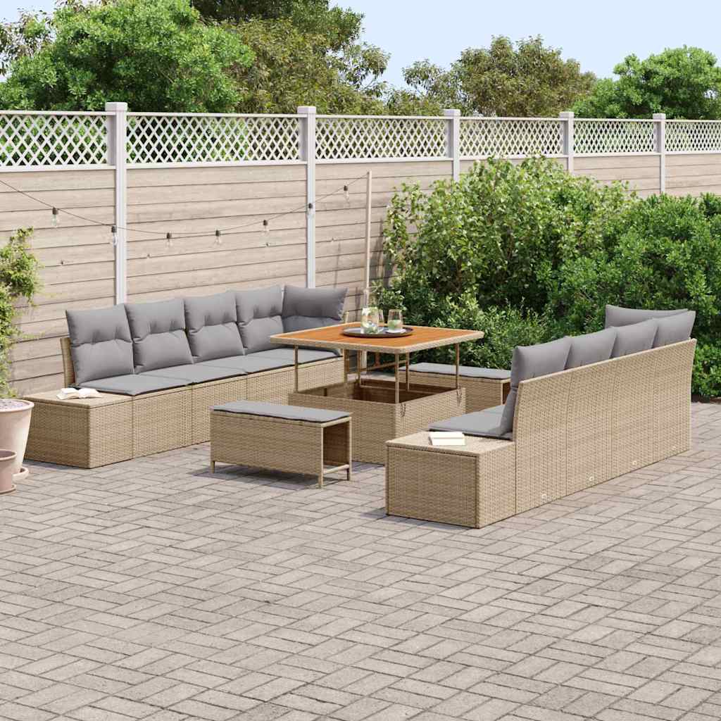 Set Divano da Giardino Beige 100 x 100 x 71 cm Poly Rattan | homemem39