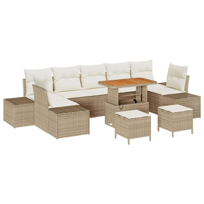 Set Divano da Giardino con cuscino 10 pcs Beige Poly Rattan | homemem39