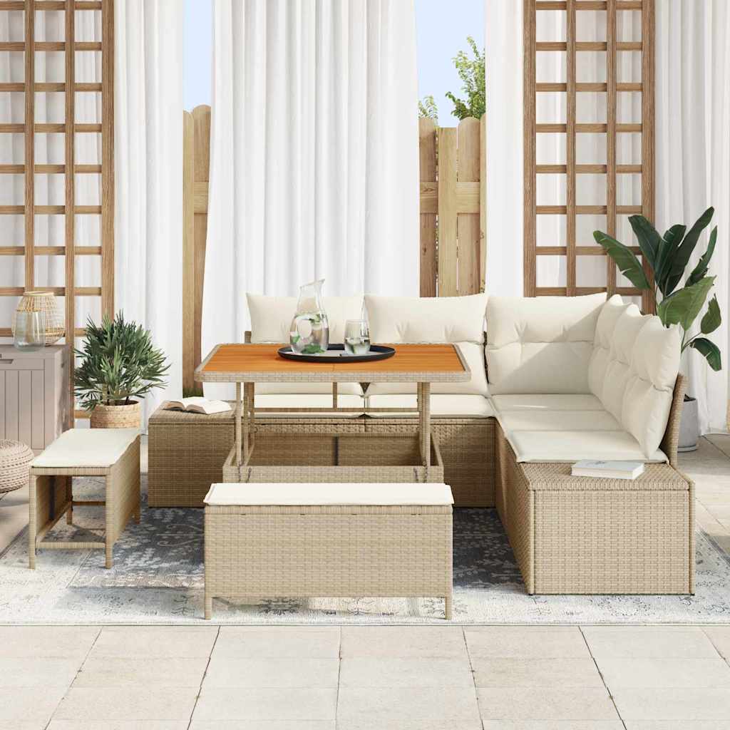 Set Divano da Giardino 8 pcs Beige Poly Rattan - homemem39