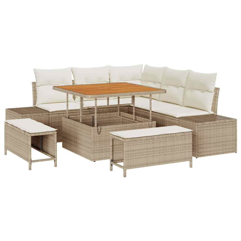 Set Divano da Giardino 8 pcs Beige Poly Rattan - homemem39