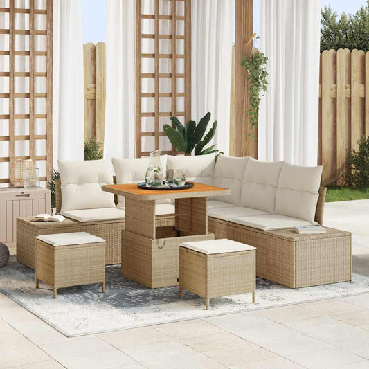 Set Divano da Giardino 8 pcs Beige Poly Rattan - homemem39