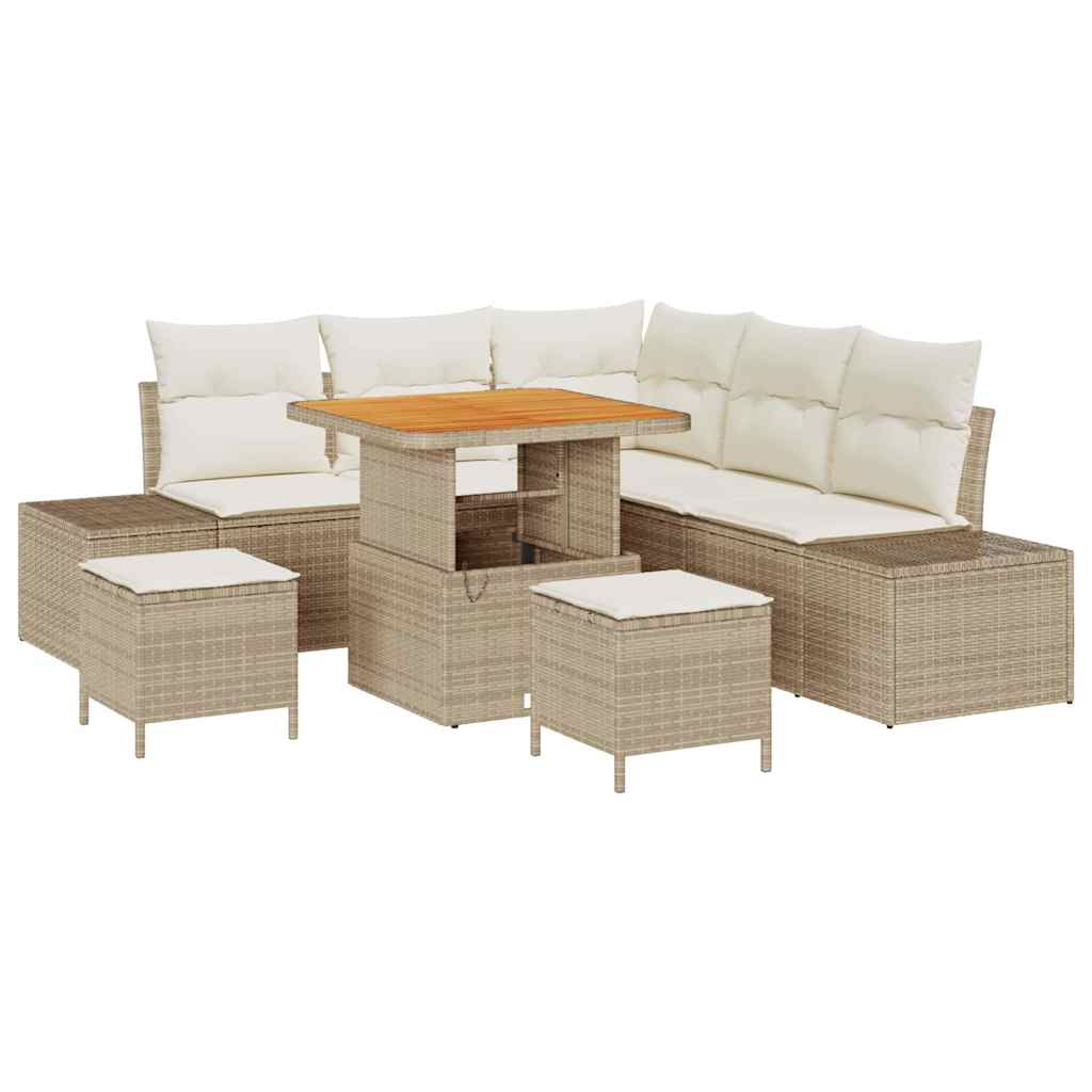 Set Divano da Giardino 8 pcs Beige Poly Rattan - homemem39