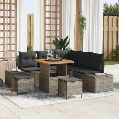 Set Divano da Giardino con cuscino 8 pcs Grigio Poly Rattan | homemem39