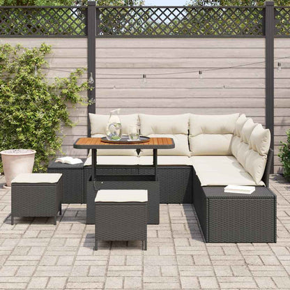Set Divano da Giardino con archiviazione 8 pcs Nero Poly Rattan - homemem39