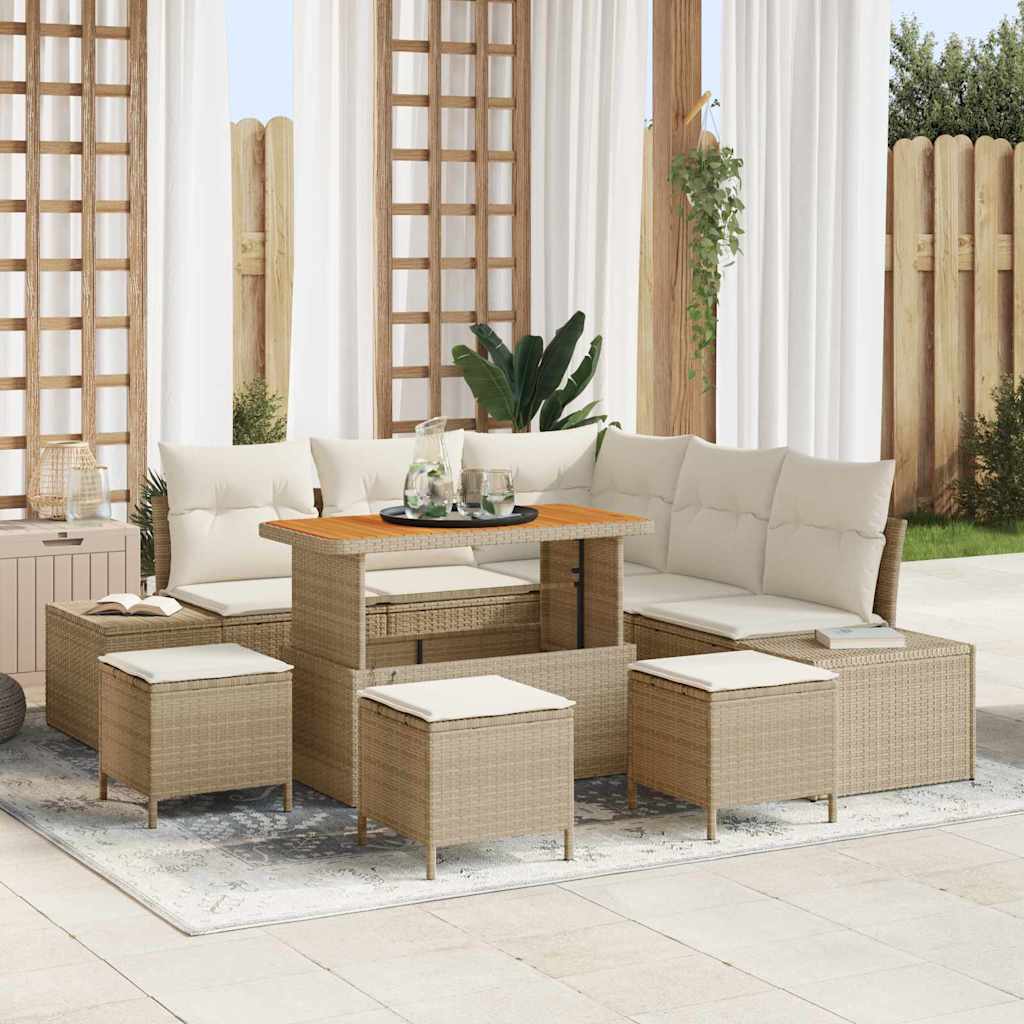 Set Divano da Giardino 8 pcs Beige Poly Rattan - homemem39