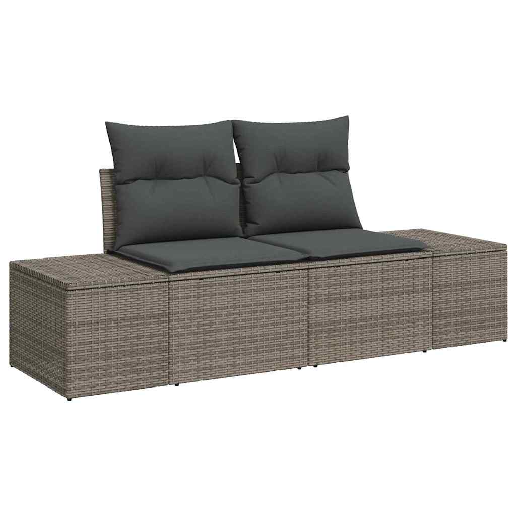 Set Divano da Giardino con cuscino 9 pcs Grigio Poly Rattan