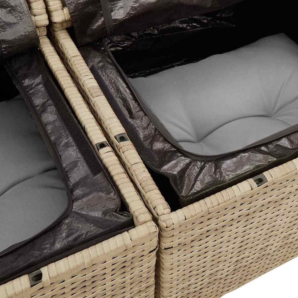 Set Divano da Giardino 9 pz 8-Numero di posti Beige Poly Rattan | homemem39