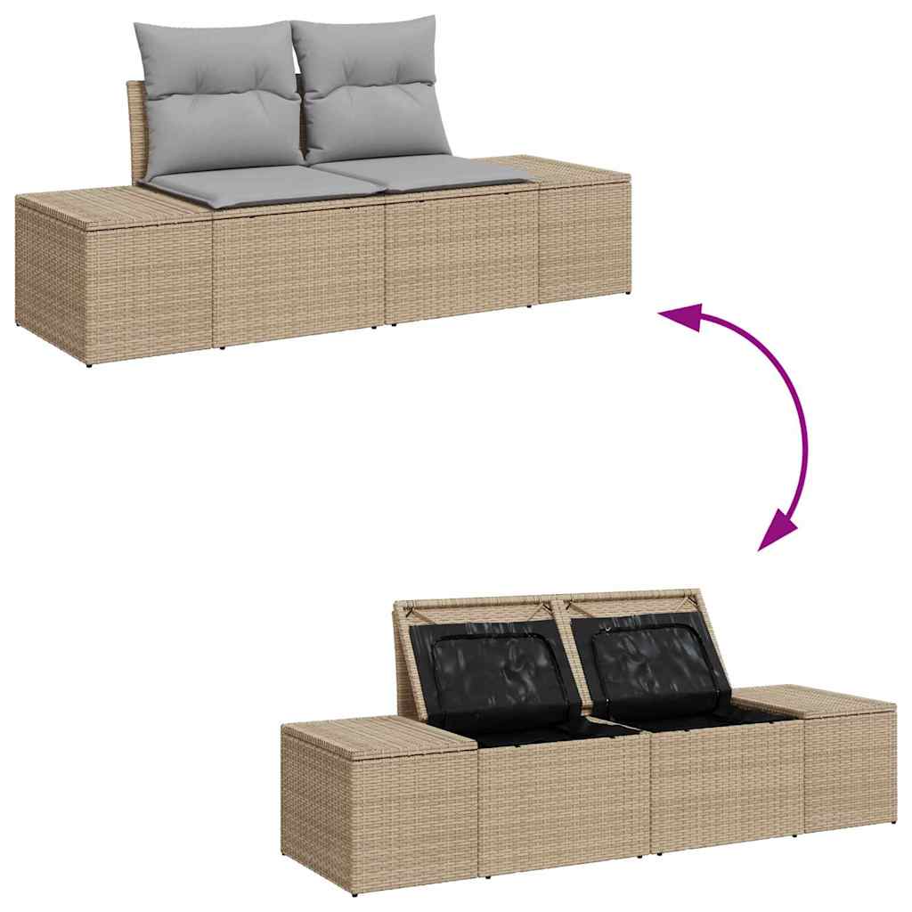 Set Divano da Giardino 9 pz 8-Numero di posti Beige Poly Rattan | homemem39