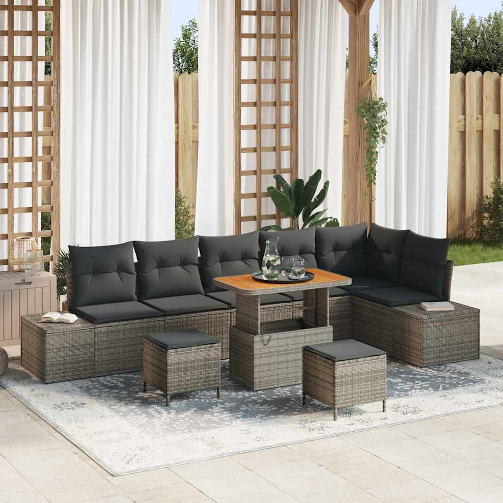 Set Divano da Giardino 9 pcs Grigio chiaro e grigio scuro