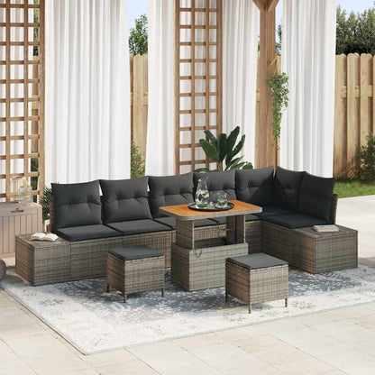 Set Divano da Giardino 9 pcs Grigio chiaro e grigio scuro