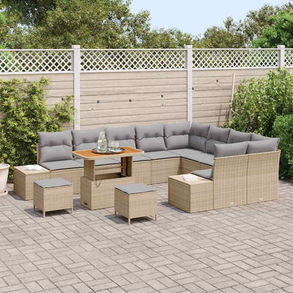 Set Divano da Giardino con cuscino 12 pcs Beige Poly Rattan | homemem39