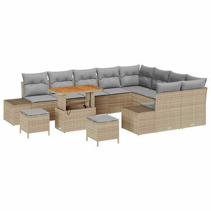 Set Divano da Giardino con cuscino 12 pcs Beige Poly Rattan | homemem39