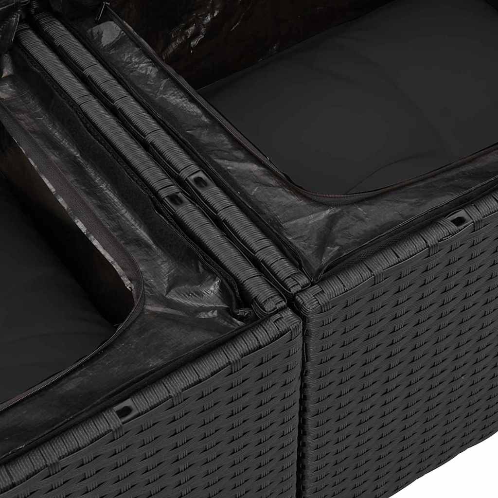 Set Divano da Giardino con cuscino 13 pcs Nero Poly Rattan | homemem39