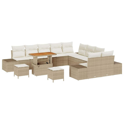 Set Divano da Giardino con cuscino 13 pcs Beige Poly Rattan | homemem39