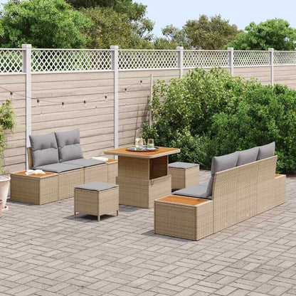 Set Divano da Giardino con cuscino 8 pcs Beige e Grigio Chiaro