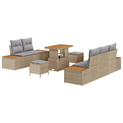 Set Divano da Giardino con cuscino 8 pcs Beige e Grigio Chiaro | homemem39