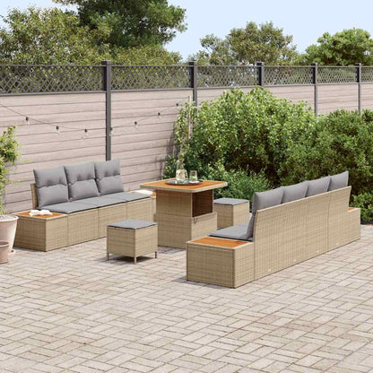 Set Divano da Giardino con cuscino 10 pcs Beige Poly Rattan | homemem39