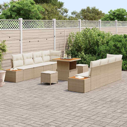 Set Divano da Giardino 11 pz 10-Numero di posti Beige | homemem39
