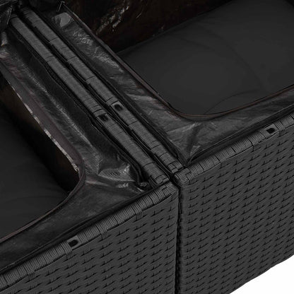 Set Divano da Giardino con cuscino 11 pcs Nero Poly Rattan | homemem39