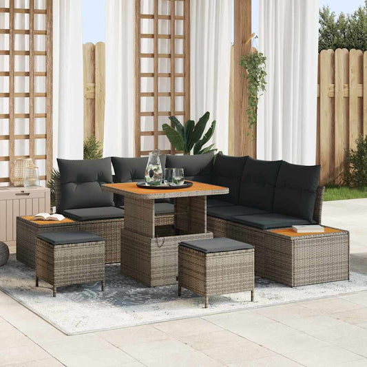 Set Divano da Giardino 8 pz 7-Numero di posti Grigio