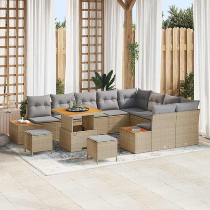 Set Divano da Giardino con cuscino Beige Poly Rattan