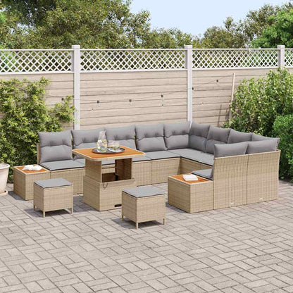 Set Divano da Giardino con cuscino Beige Poly Rattan