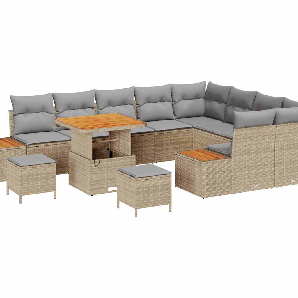 Set Divano da Giardino con cuscino Beige Poly Rattan