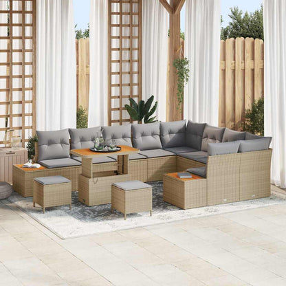 Set Divano da Giardino con cuscino 12 pcs Beige Poly Rattan | homemem39