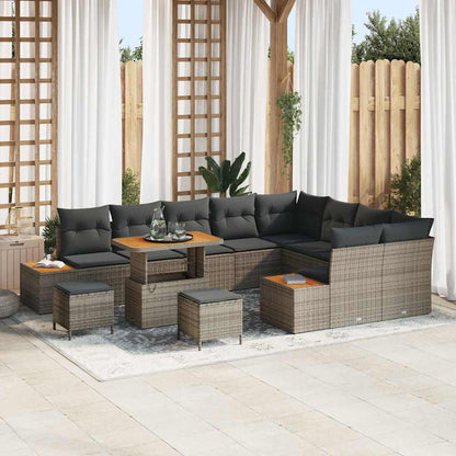 Set Divano da Giardino con cuscino 12 pcs Grigio Poly Rattan | homemem39
