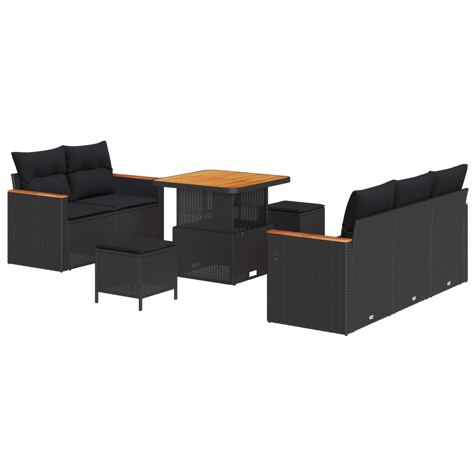 Set Divano da Giardino con cuscino 10 pcs Nero polyrattan | homemem39