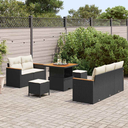 Set Divano da Giardino 10 pcs Nero e Crema polyrattan | homemem39